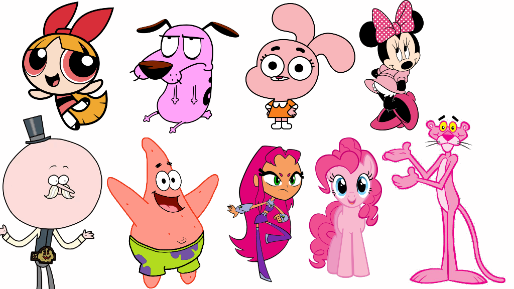 pink cartoon characters